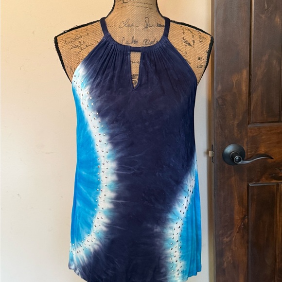 INC International Concepts Tops - Blue and White Tie-Dye Women's Halter Top